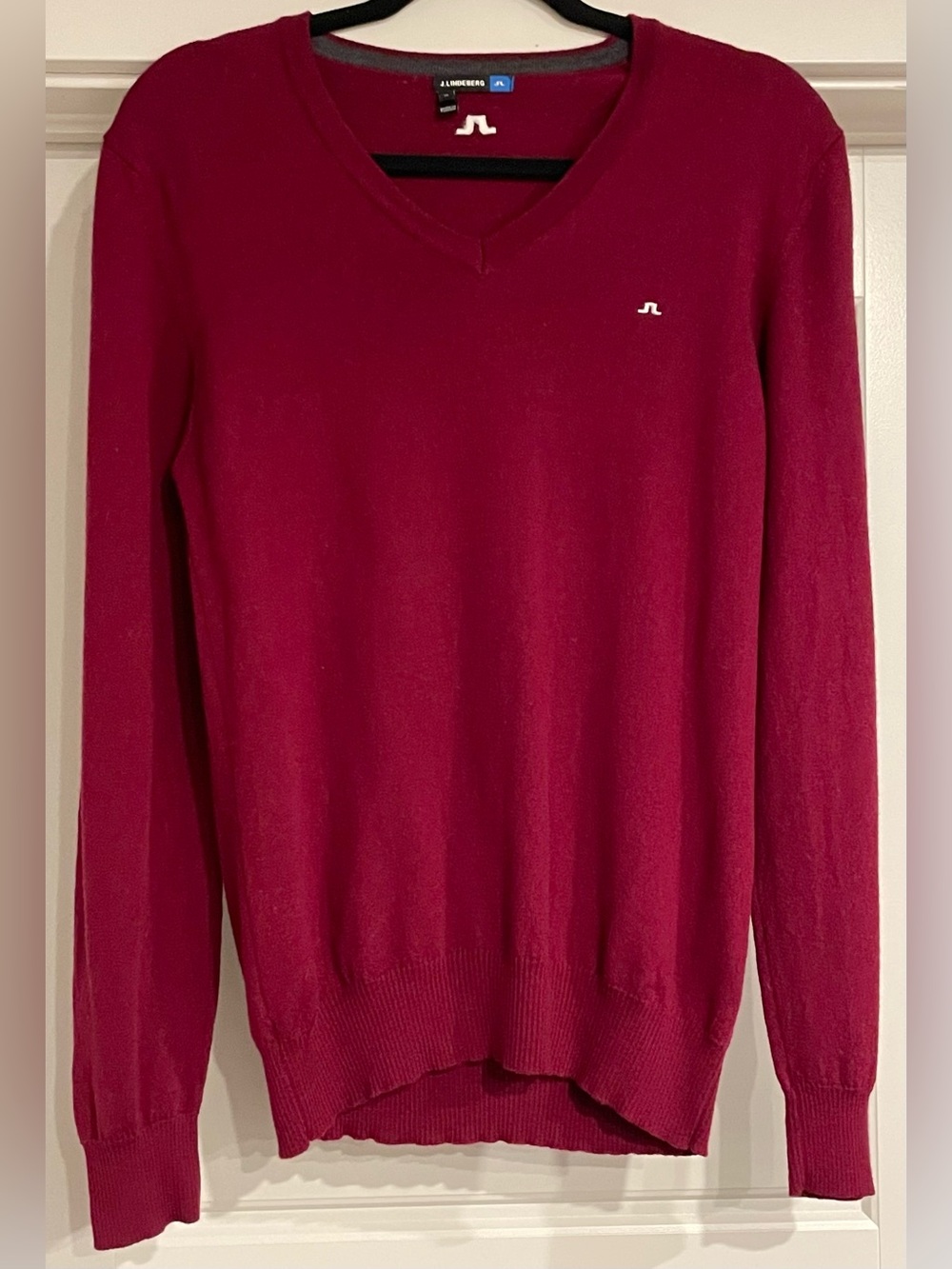 J.Lindeberg Merino Wool Wine V-Neck Sweater
